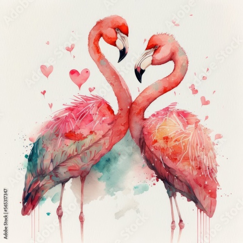 Colorful paint love heart shaped concept with birds, Valentine's Day ,made with Generative AI © DNY3D