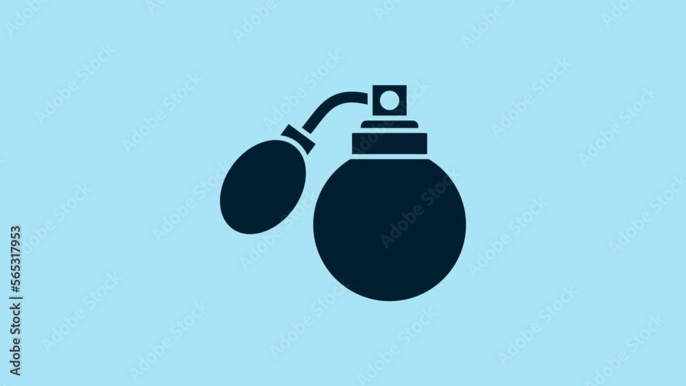 Blue Aftershave bottle with atomizer icon isolated on blue background. Cologne spray icon. Male perfume bottle. 4K Video motion graphic animation Blue Aftershave bottle with atomizer icon isolated on blue background. Cologne spray icon. Male perfume bottle. 4K Video motion graphic animation