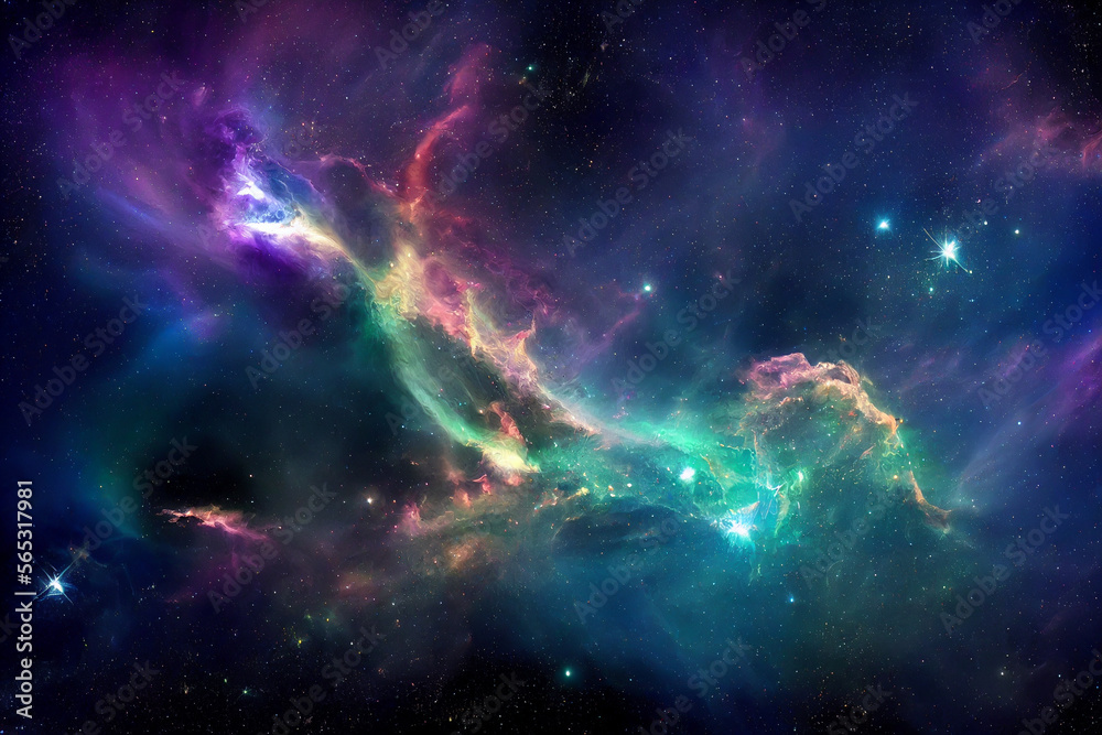 HD Wallpaper of colorful space stars galaxy nebula rendering Generative AI Content by Midjourney