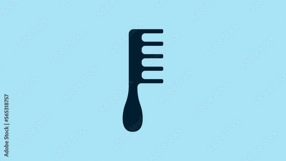 Blue Hairbrush icon isolated on blue background. Comb hair sign. Barber symbol. 4K Video motion graphic animation Blue Hairbrush icon isolated on blue background. Comb hair sign. Barber symbol. 4K Video motion graphic animation