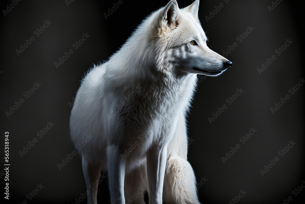 Obraz premium Wolf in the night, generative AI