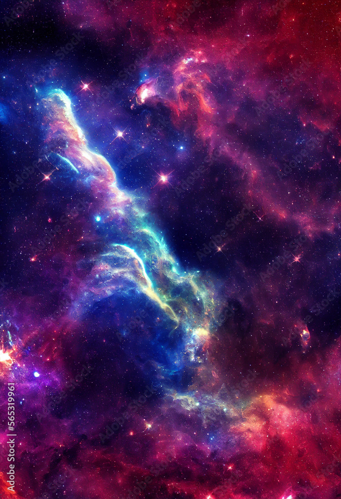 Naklejka premium HD Wallpaper of space stars galaxy nebula rendering Generative AI Content by Midjourney