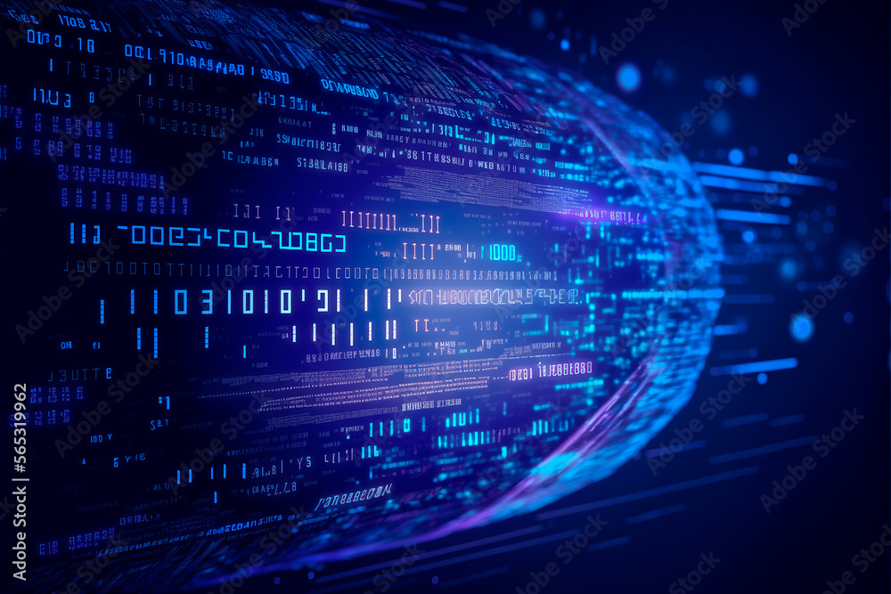 Datos binarios digitales y fondo de código binario de transmisión en fondo azul Datos binarios digitales y fondo de código binario de transmisión en fondo azul