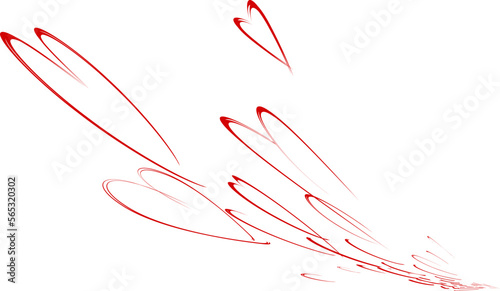 Flying sketchy vector hearts. Creation of the mood Impetuous and dynamic, improvised and romantic.
