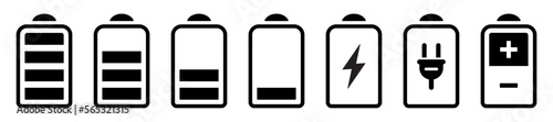Battery icons set. Battery charging charge indicator icon. level battery energy. Alkaline battery capacity charge icon. Flat style - stock vector.