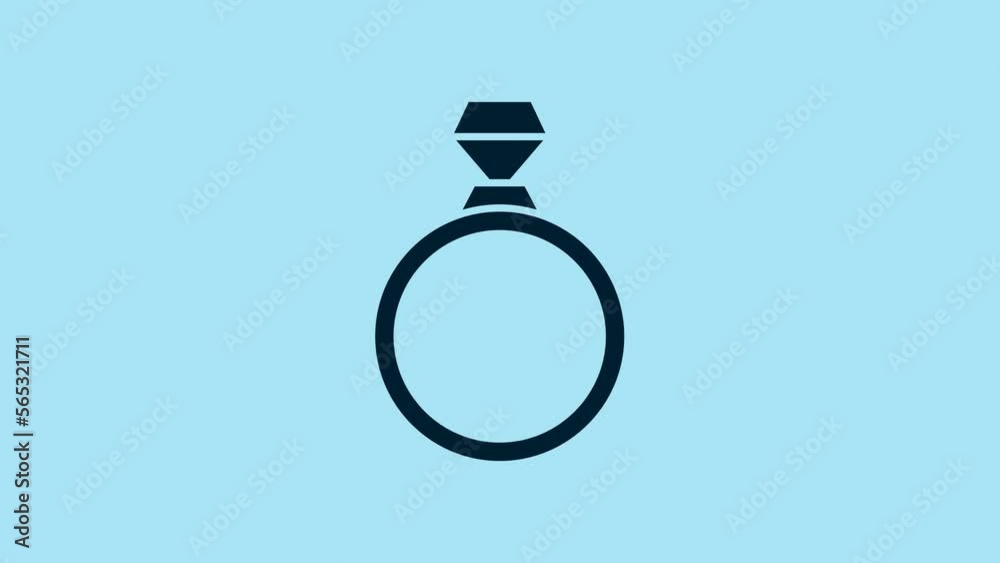 Blue Diamond engagement ring icon isolated on blue background. 4K Video motion graphic animation Blue Diamond engagement ring icon isolated on blue background. 4K Video motion graphic animation