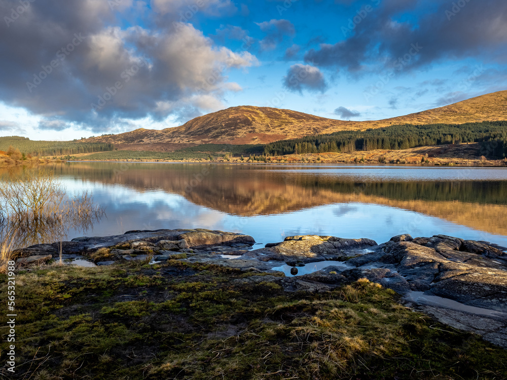 Looking down Loch Doon in Ayrshire in late afternoon winter's sunshine.