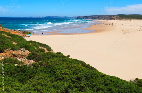 wild Praia da Bordeira beach at the west Algarve coast of Portugal