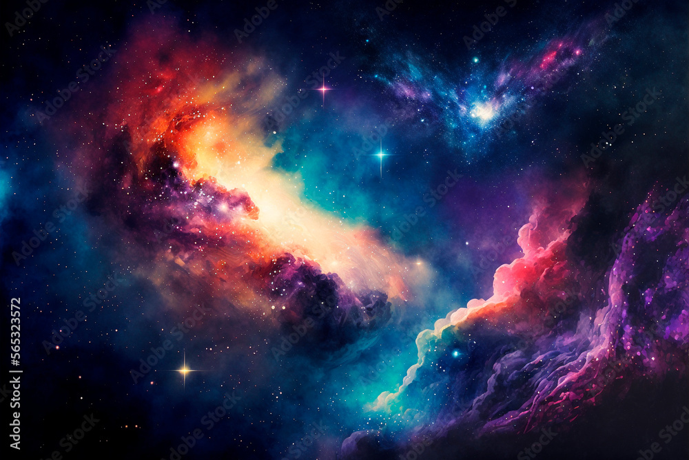 Backdrop of fractal clouds on the subject of Universe, cosmos, nebula, astronomy, science and education