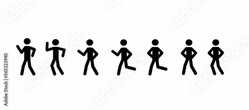 a set of human figures, various standing poses man, stick man, drawing, pictogram, icons isolated on a white background