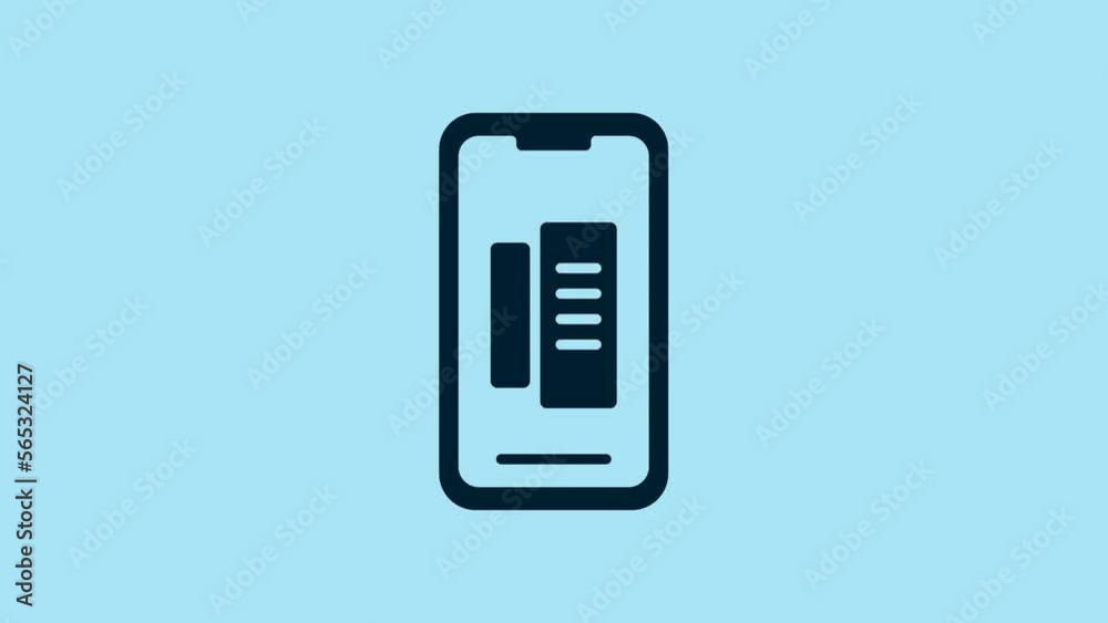Blue Smartphone, mobile phone icon isolated on blue background. 4K Video motion graphic animation Blue Smartphone, mobile phone icon isolated on blue background. 4K Video motion graphic animation