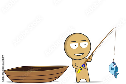The fisherman caught a fish
