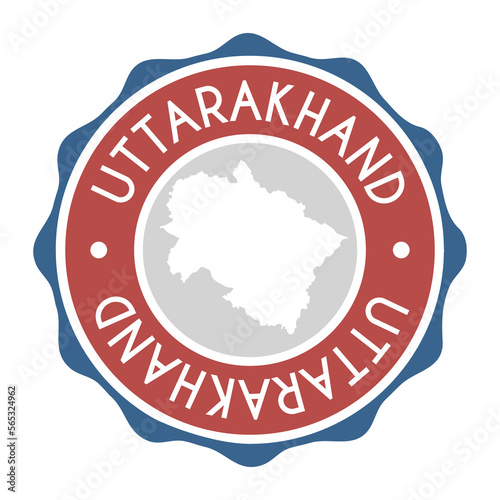 Uttarakhand, India Badge Map Vector Seal Vector Sign. National Symbol Country Stamp Design Icon Label.  photo