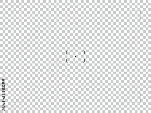 Photo camera frame viewfinder template. Modern focusing digital display screen. Vector illustration at transparent background