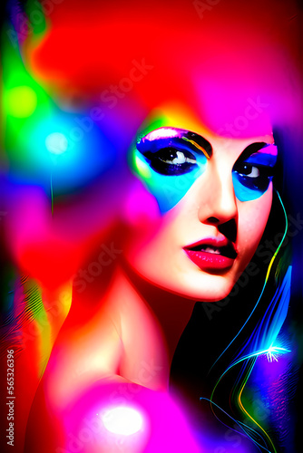 very abstract portrait of woman, colorful, magical, spiritual, generative ai