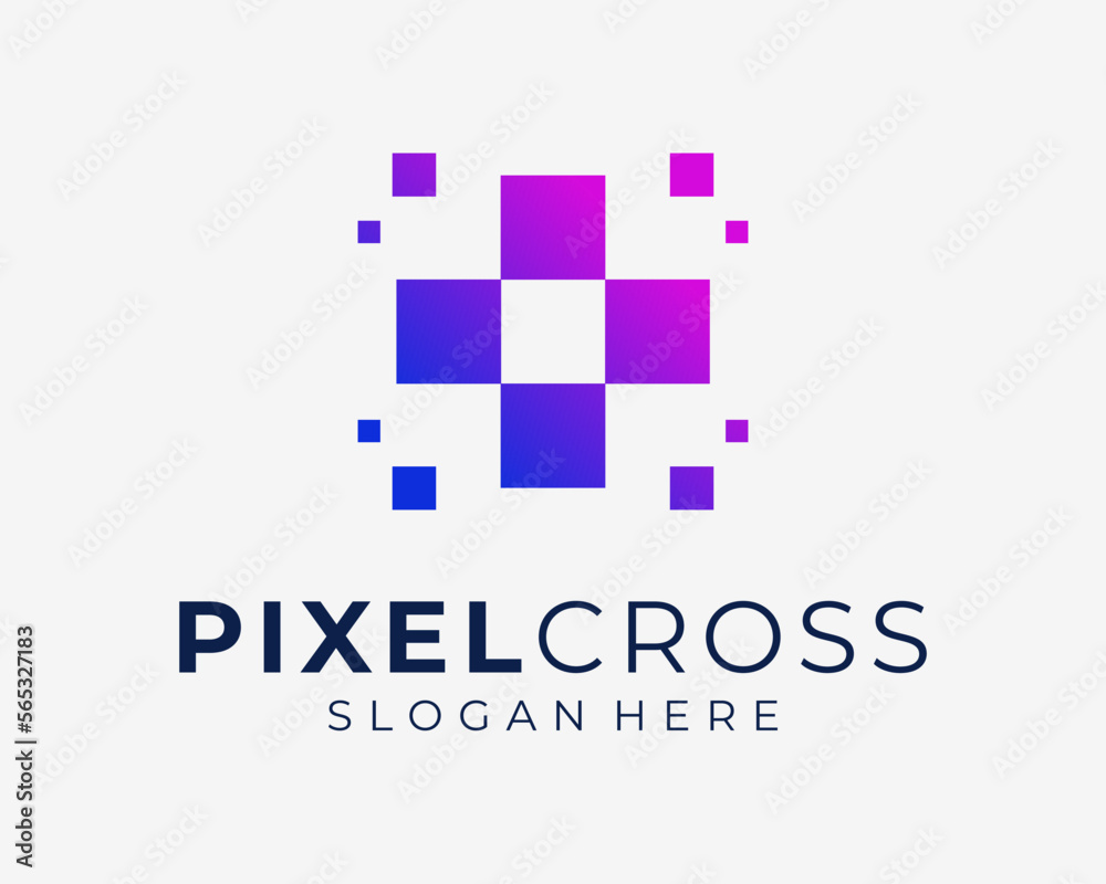 Cross Medical Medicine Health Aid Add Plus Pixel Digital Technology Innovation Vector Logo Design Cross Medical Medicine Health Aid Add Plus Pixel Digital Technology Innovation Vector Logo Design