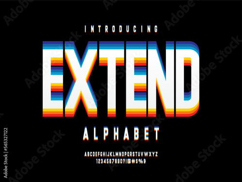 multiple layers colors alphabet design with uppercase, numbers and symbols
