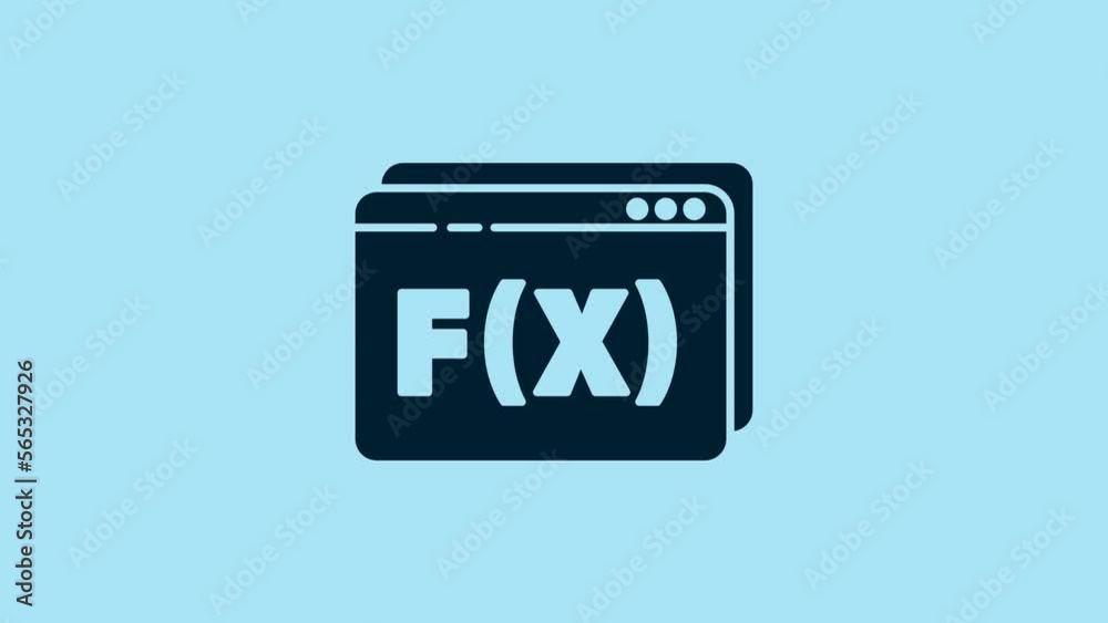 Blue Function mathematical symbol icon isolated on blue background. 4K Video motion graphic animation Blue Function mathematical symbol icon isolated on blue background. 4K Video motion graphic animation