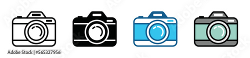 Camera icon set. Photo camera icon symbol. Photography camera in outline and flat style for apps and websites, vector illustration
