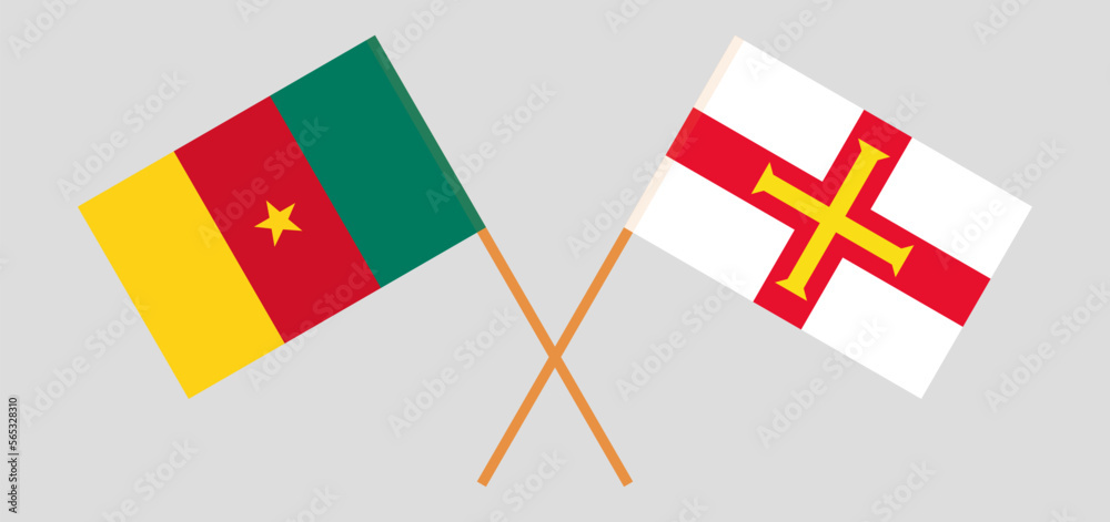 Crossed flags of Cameroon and Bailiwick of Guernsey. Official colors. Correct proportion