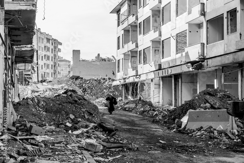 Earthquake in Turkey. Ruined houses after a massive earthquake in Turkey. 