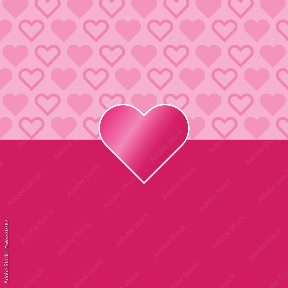 Pink background with heart and place for your text. Vector illustration.