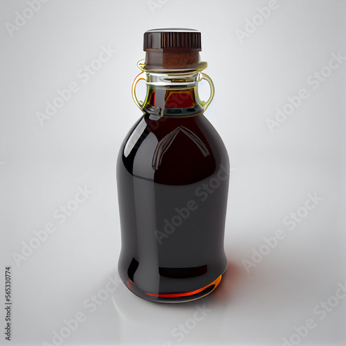 Blackstrap molasses | Blackstrap molasses in glass bottle | Sugarcane molasses | AI Generative | Hyper realistic | Photorealism photo