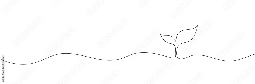 Single continuous line art sprout growth isolated on white background. Vector illustration Single continuous line art sprout growth isolated on white background. Vector illustration