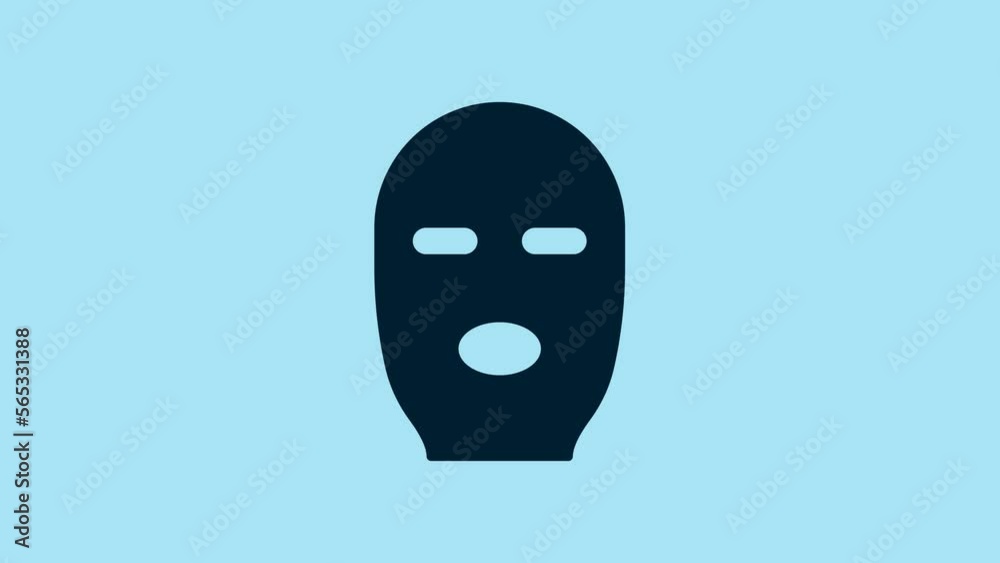 Blue Thief mask icon isolated on blue background. Bandit mask, criminal man. 4K Video motion graphic animation Blue Thief mask icon isolated on blue background. Bandit mask, criminal man. 4K Video motion graphic animation