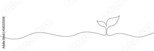 Single continuous line art sprout growth isolated on white background. Vector illustration