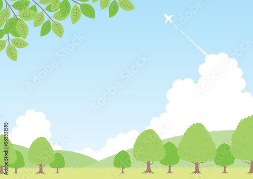 新緑の風景のイラスト_横_3
