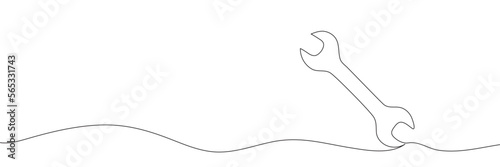 Continuous one line drawing of a wrench on a white background. Vector illustration. Vector illustration