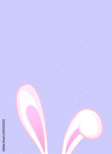 Easter rabbit ears on purple background for Easter decorations and Easter letters.