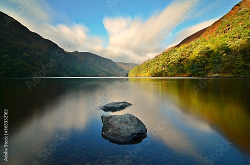 Wicklow Glendalough upper lake and mountains