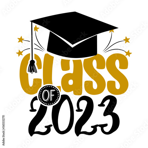 Class of 2023 - Typography. black text isolated white background. Vector illustration of a graduating class of 2023. graphics elements for t-shirts, and the idea for the sign