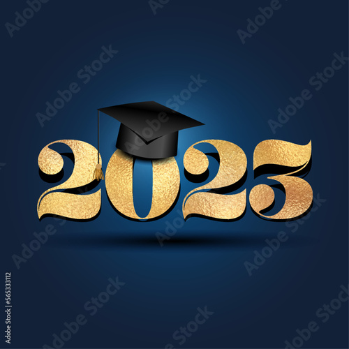 Class of 2023 Congratulations Graduates - Typography. black text isolated white background. Vector illustration of a graduating class of 2023.