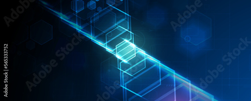 Quantum processing. Deep learning artificial intelligence. Future new technology  for business or science presentation
