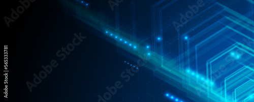 Quantum processing. Deep learning artificial intelligence. Future new technology  for business or science presentation