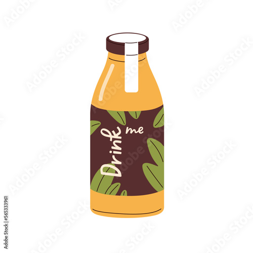 Fresh orange juice in glass jar. Fruit drink, summer lemonade in bottle. Citr...