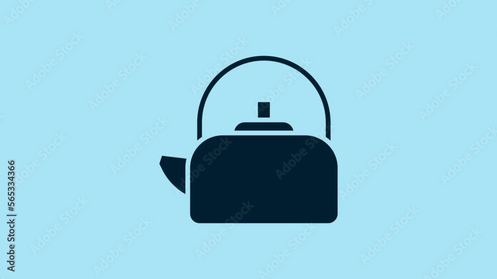 Blue Kettle with handle icon isolated on blue background. Teapot icon. 4K Video motion graphic animation Blue Kettle with handle icon isolated on blue background. Teapot icon. 4K Video motion graphic animation
