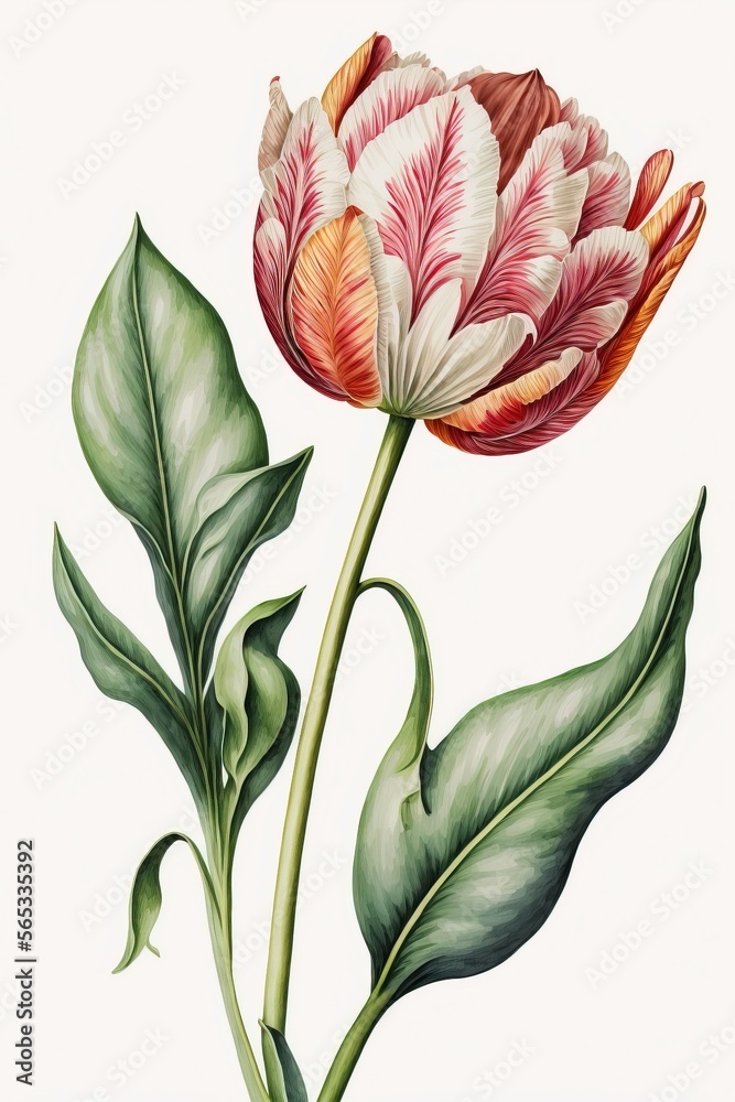 tulip flowers , watercolor illustrator. Generative AI Stock ...