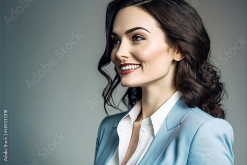 beautiful woman businesswoman, manager, meeting, network, corporate, estetic, banner, thumbnail, generative ai photo