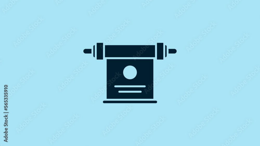 Blue Magic scroll icon isolated on blue background. Decree, paper, parchment, scroll icon. 4K Video motion graphic animation Blue Magic scroll icon isolated on blue background. Decree, paper, parchment, scroll icon. 4K Video motion graphic animation