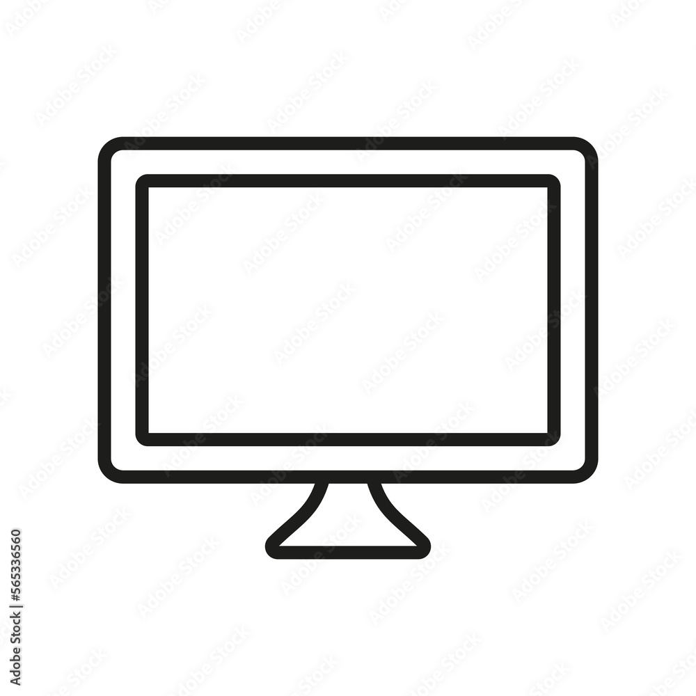 Computer Monitor Line Icon. PC Wide Screen Desktop Linear Pictogram. TV with Digital LCD Technology Outline Symbol. Monitor Screen Sign. Editable Stroke. Isolated Vector Illustration Computer Monitor Line Icon. PC Wide Screen Desktop Linear Pictogram. TV with Digital LCD Technology Outline Symbol. Monitor Screen Sign. Editable Stroke. Isolated Vector Illustration