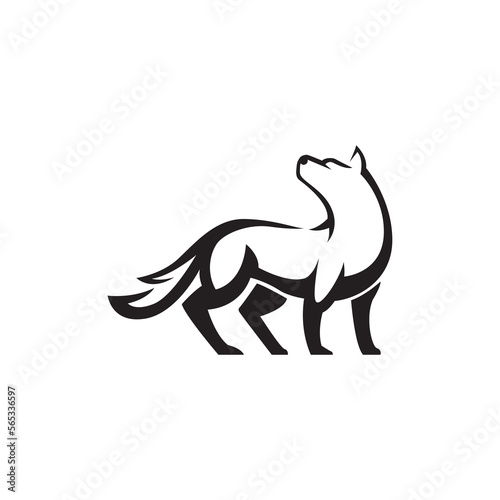 wolf silhouette black logo concept template