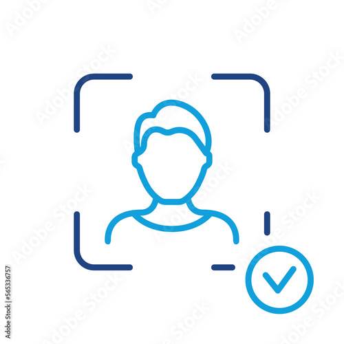 Scan Face ID Line Icon. Facial Recognition Linear Pictogram. Biometric Identification Technology Outline Symbol. Verification on Smartphone Symbol. Editable Stroke. Isolated Vector Illustration