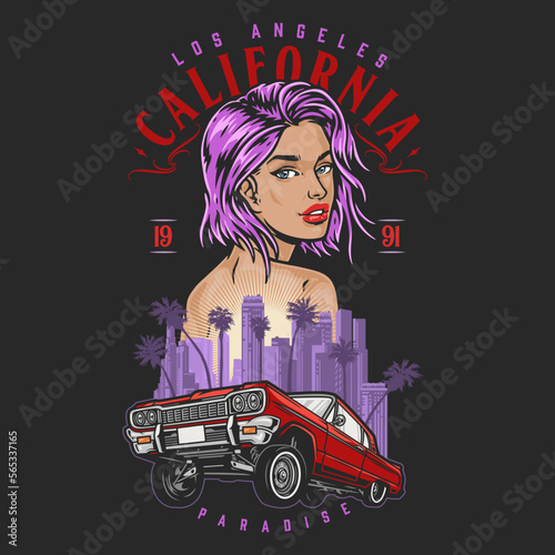 California beauty girl colorful flyer