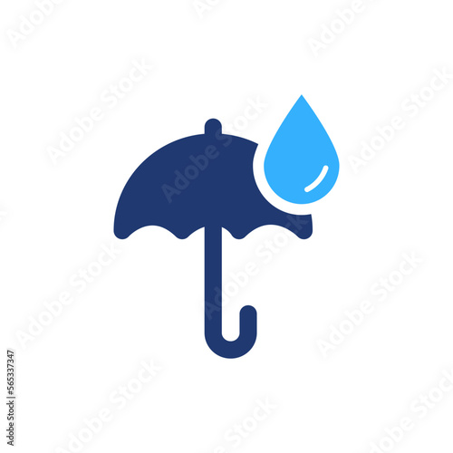 Umbrella Protective from Rain Silhouette Icon. Umbrella with Drop Icon. Rain Concept Color Linear Pictogram. Isolated Vector Illustration