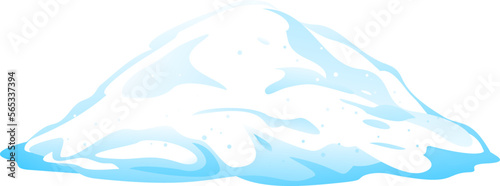 One big blue heap of snow, snow caps, bunch of snow winter decoration element, isolated on white