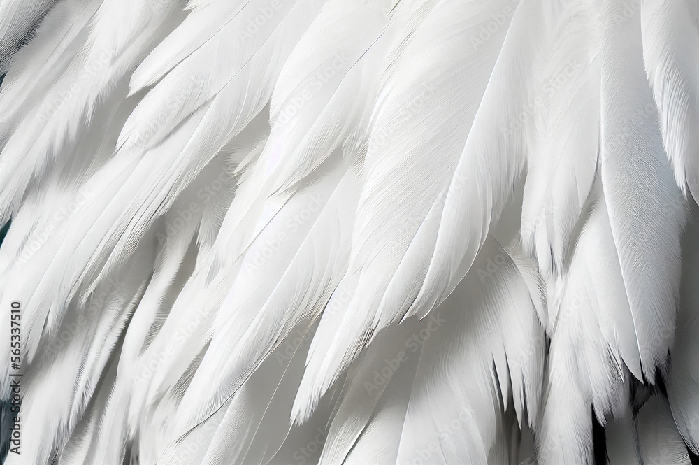 Obraz premium White Swan Feathers Background, Goose Plume Pattern, Generative Ai Illustration